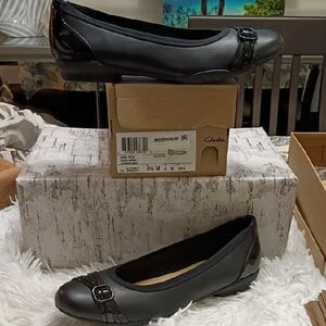 Clarks Sara Tulip Black Flats Shoes Women's Sz 8.5 M New 🆕